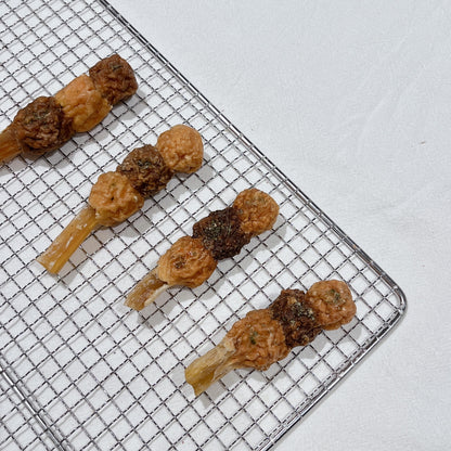 Chicken and duck teething skewers