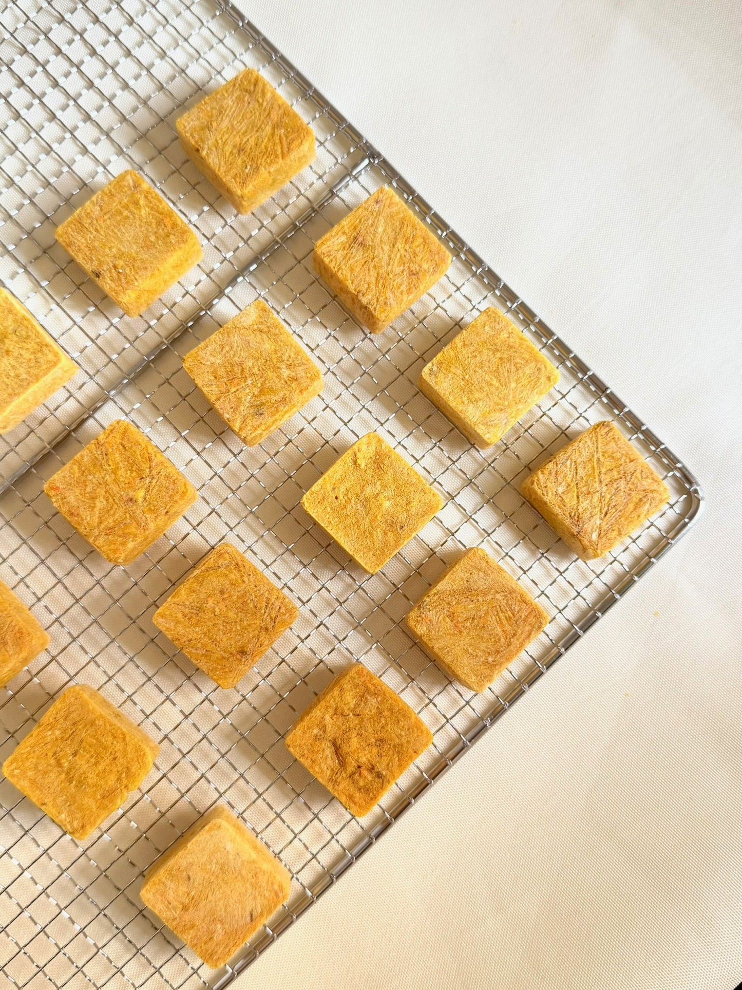 Freeze-dried turmeric, egg yolk, and chicken floss